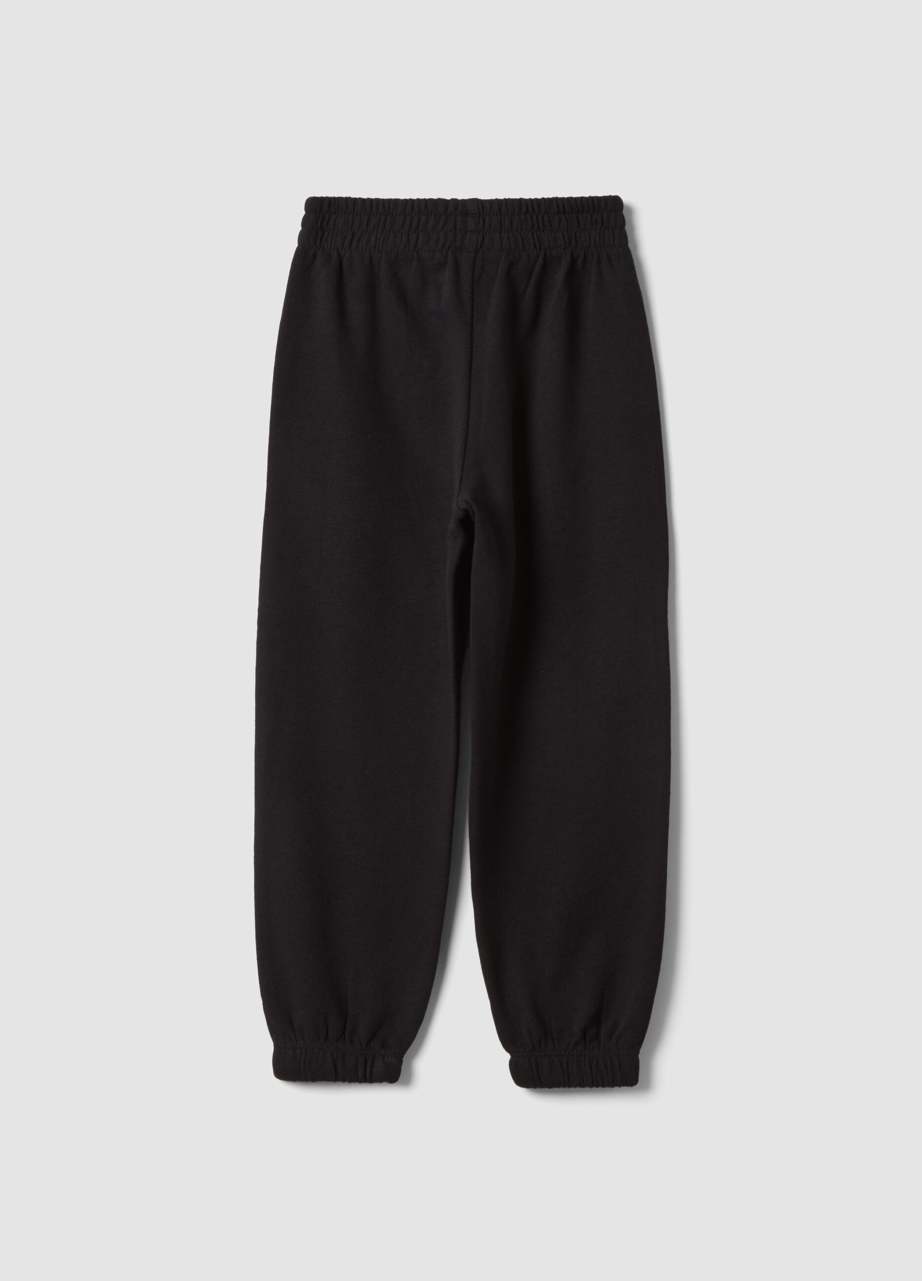 Girls&rsquo; black pure cotton joggers, regular fit
