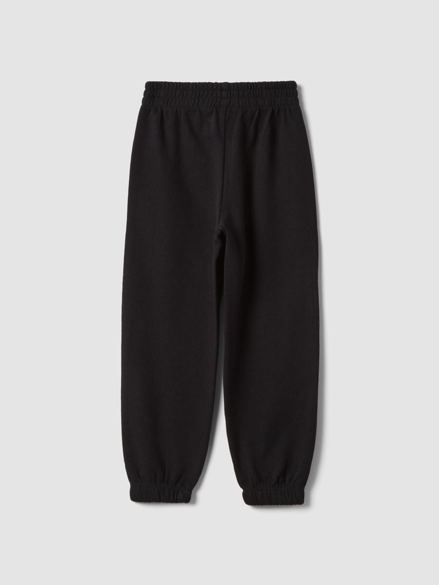 Pantaloni jogger neri in puro cotone da bambina regular fit_1