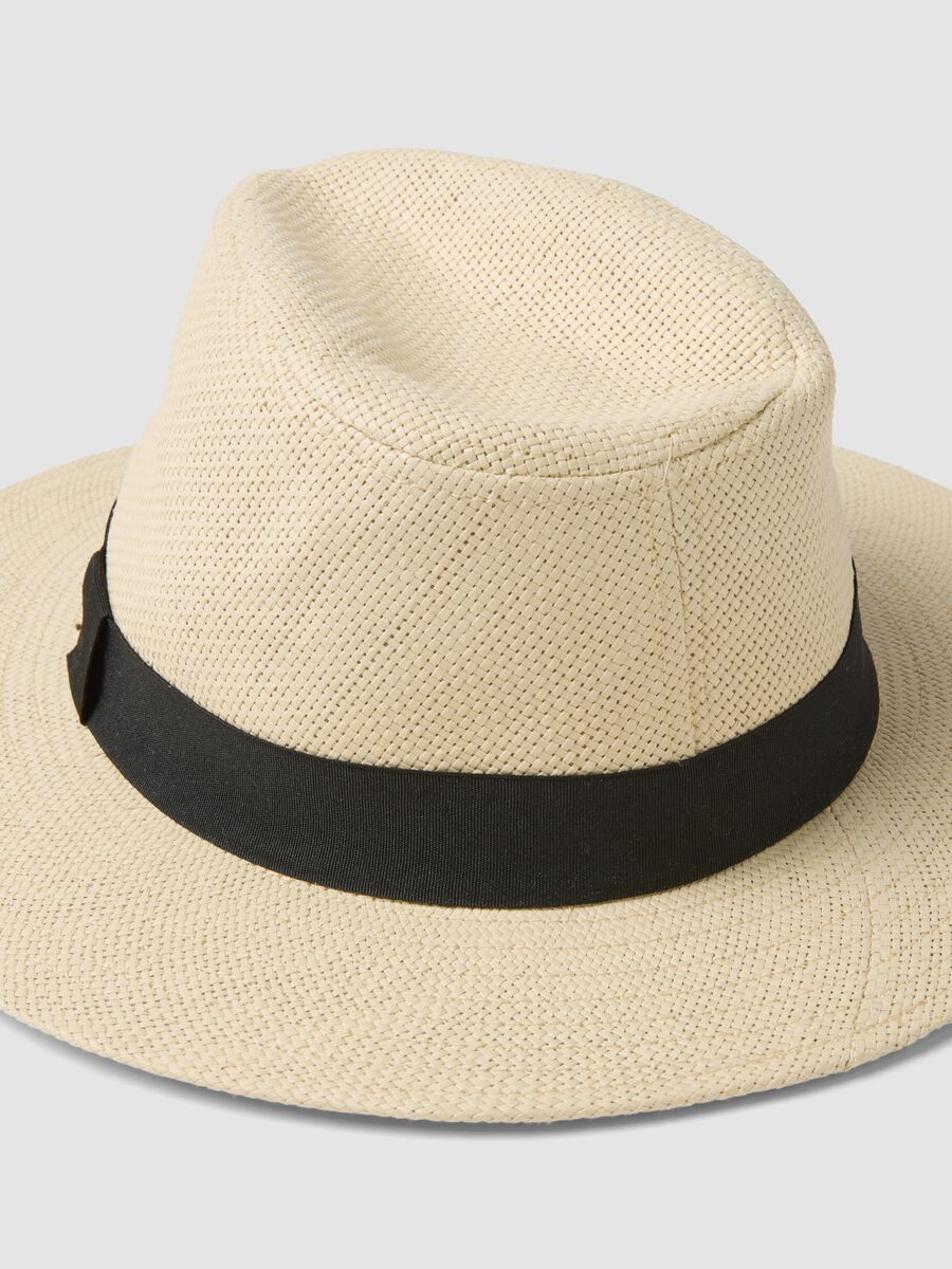 Cappello fedora in puro tessuto carta beige senza fodera_2