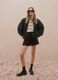Black regular fit shorts with high waist and gold buttons_4