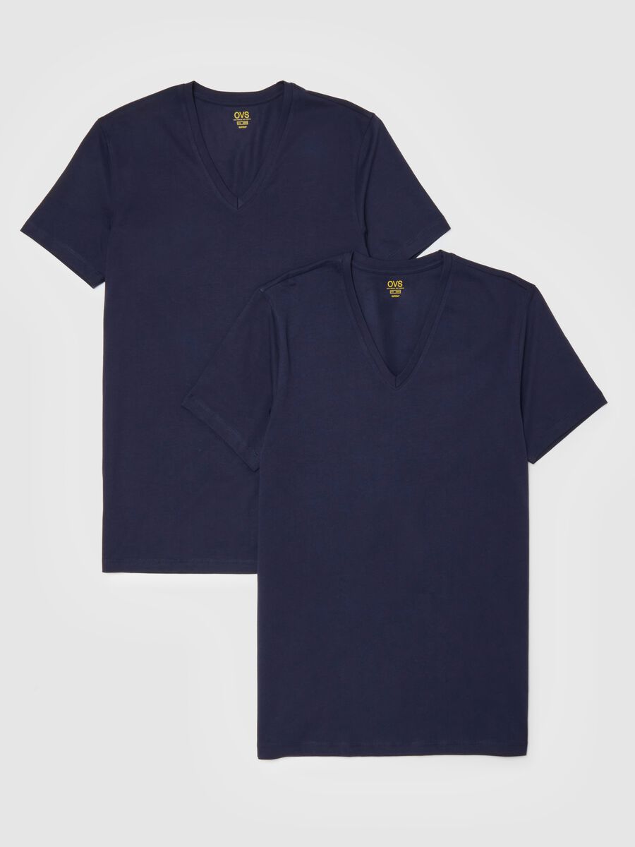 Bipack di t-shirt in puro cotone blu regular fit_4