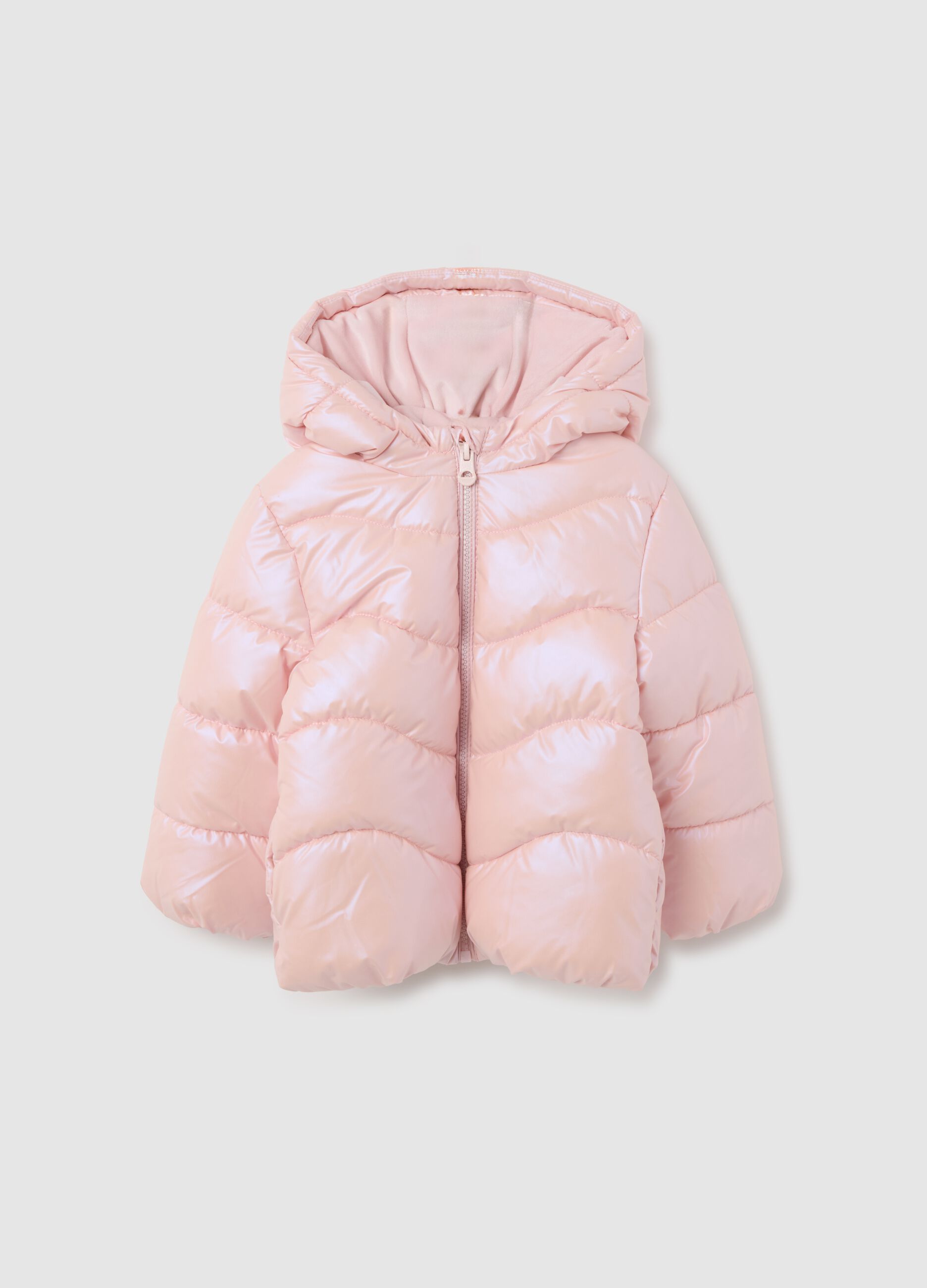 Pink padded jacket for girls regular fit