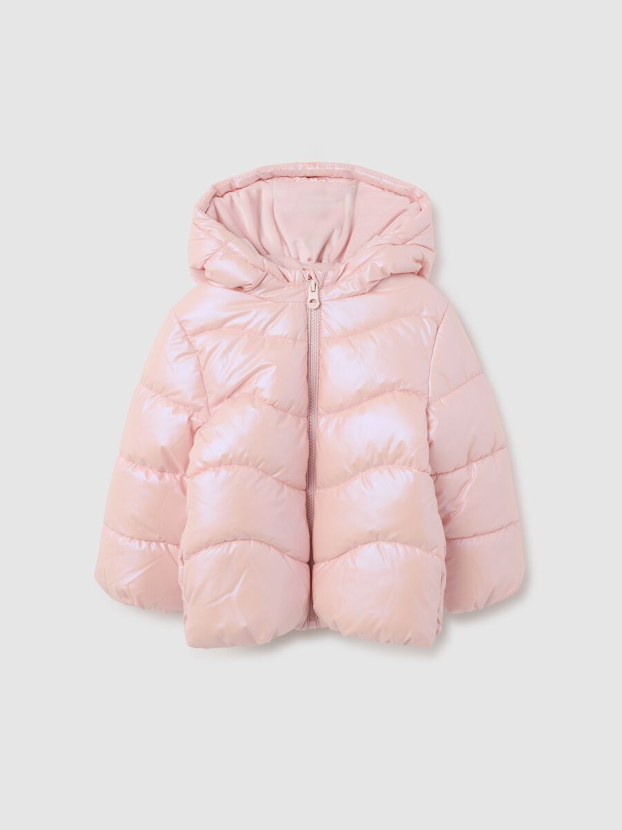 Pink padded jacket for girls regular fit_0