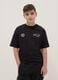 Children's black pure cotton over-fit T-shirt with Brooklyn Nets logo_0