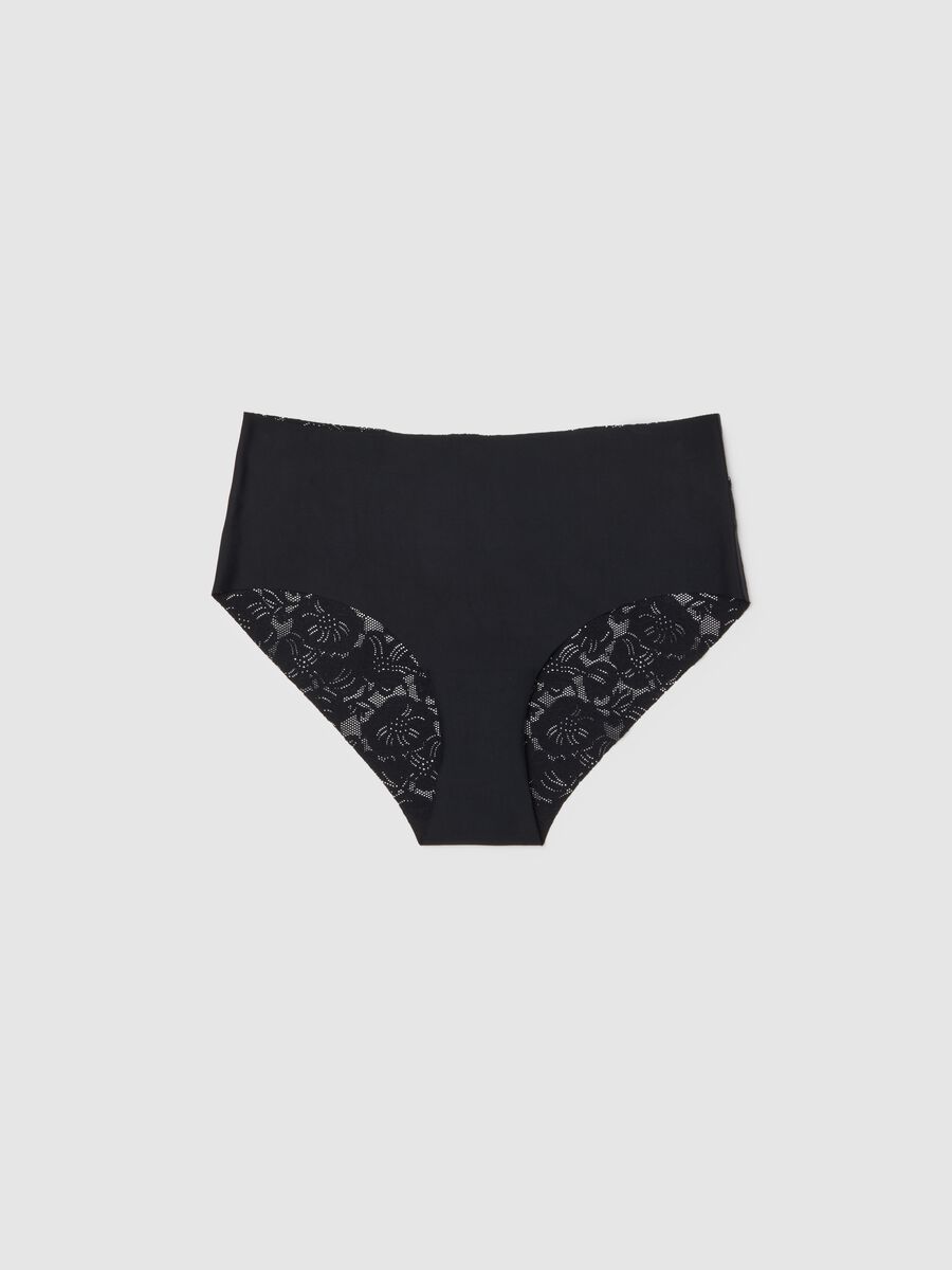 Black High-Waisted Stretch Lace Briefs_4