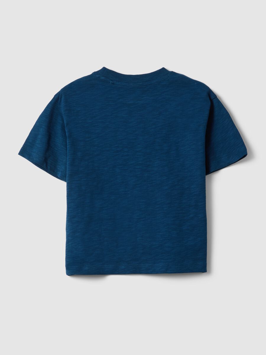 Oversized fit children's blue pure cotton crew neck t-shirt_1