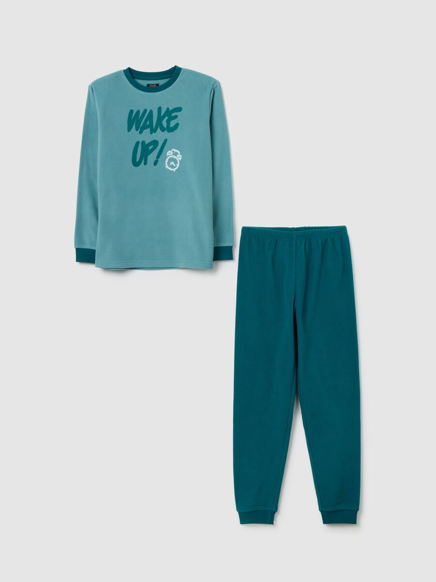 Pigiama da bambino in micropile verde regular fit_0