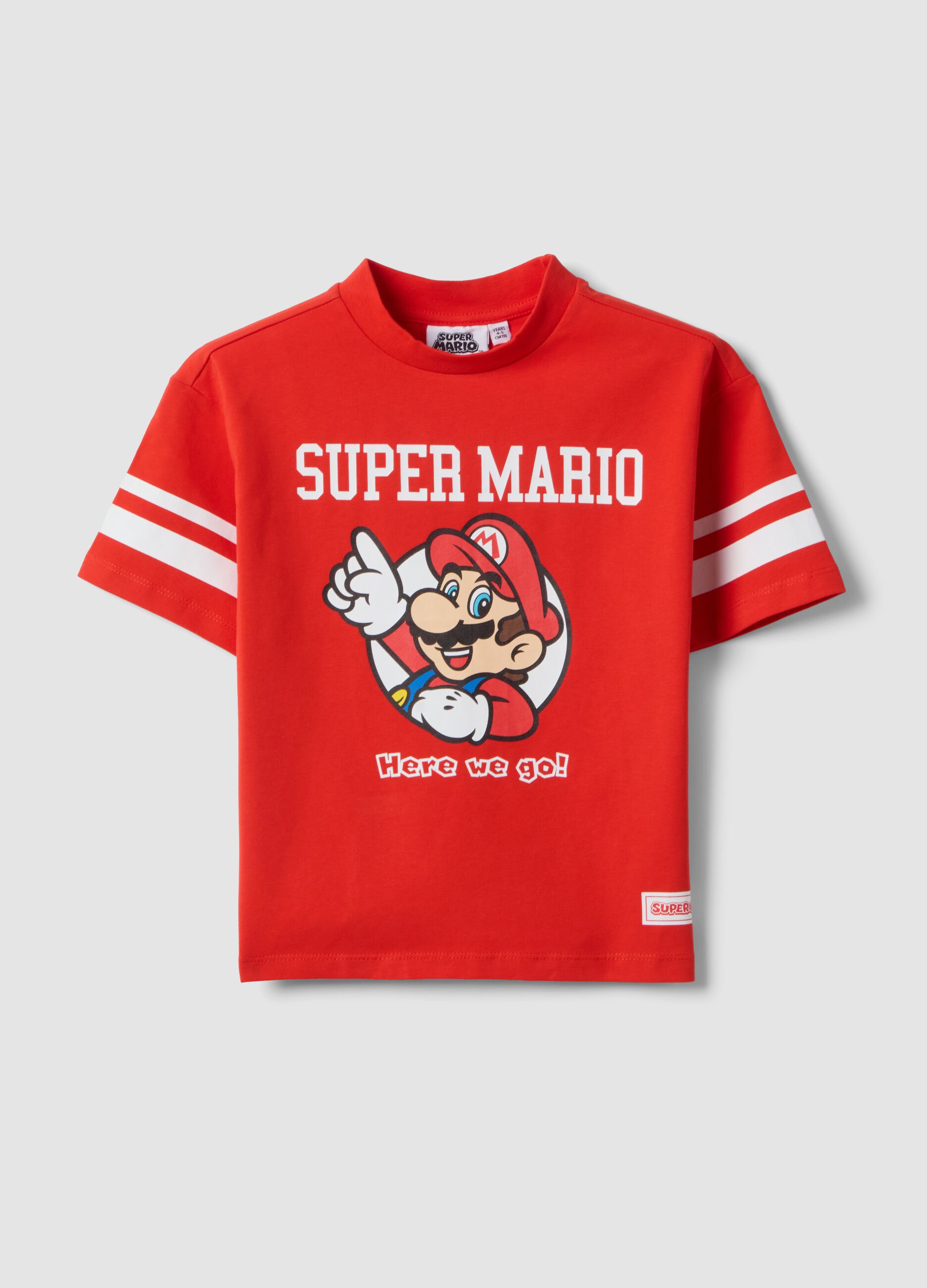 Red stretch cotton kids&rsquo; Super Mario T-shirt