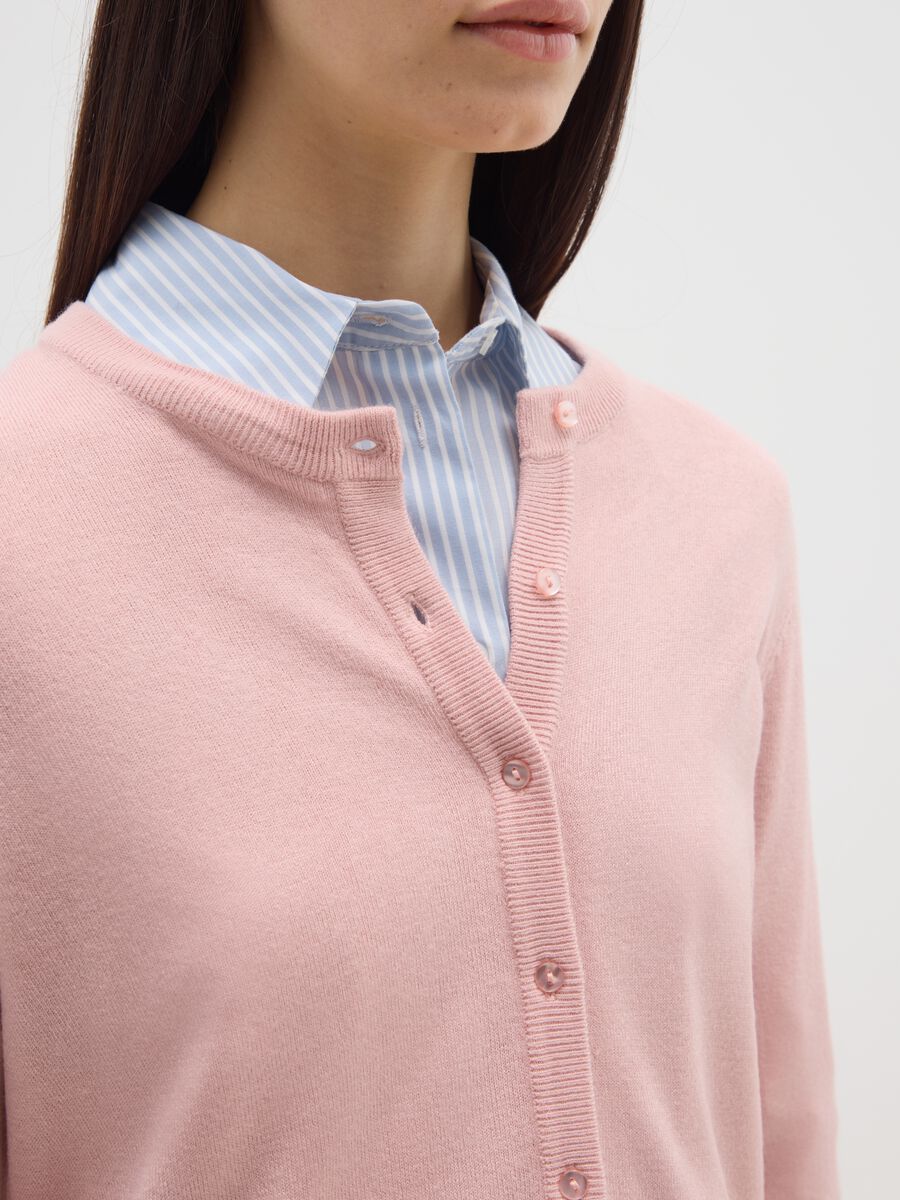 Pink regular fit cardigan with buttons_3