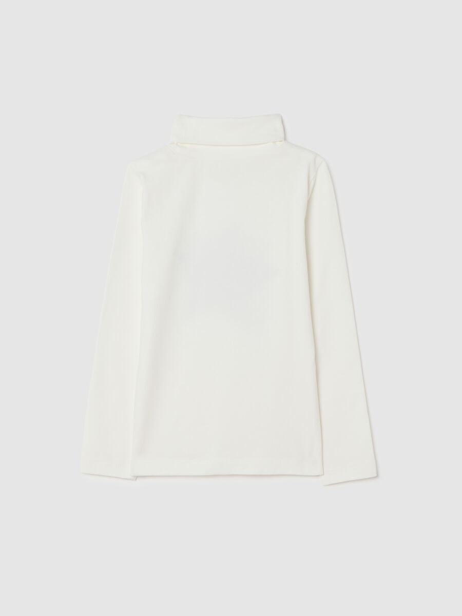 Girls' stretch cotton white T-shirt with print_1
