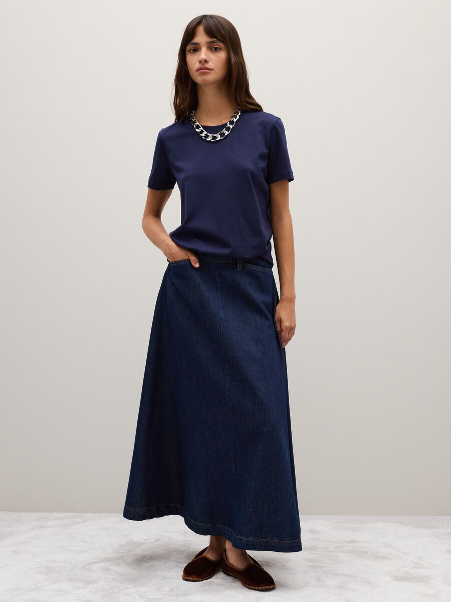 T-shirt in puro cotone blu regular fit_2