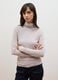Beige modal and stretch wool T-shirt with raised collar, regular fit_2
