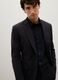 Black stretch fabric slim fit blazer_0