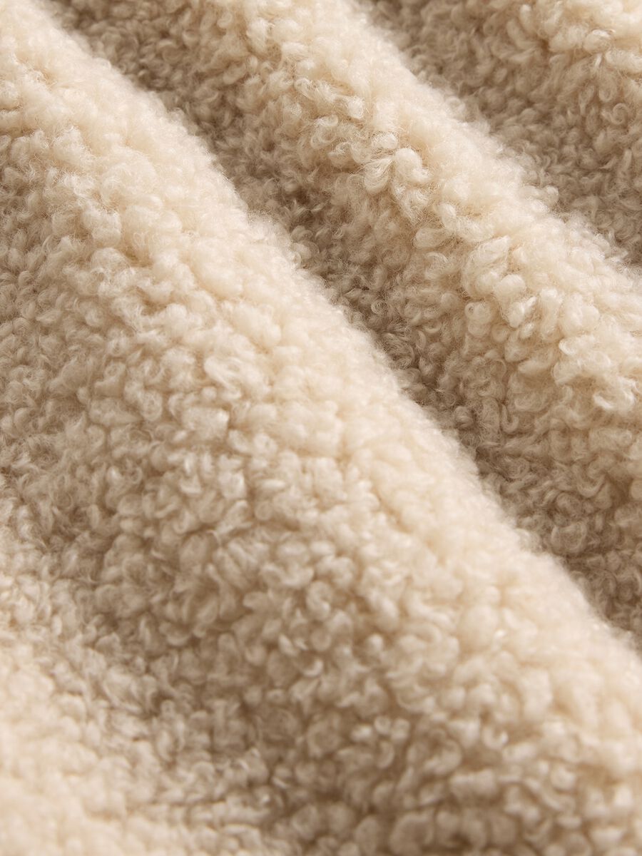 Beige sherpa fabric hooded gilet_2