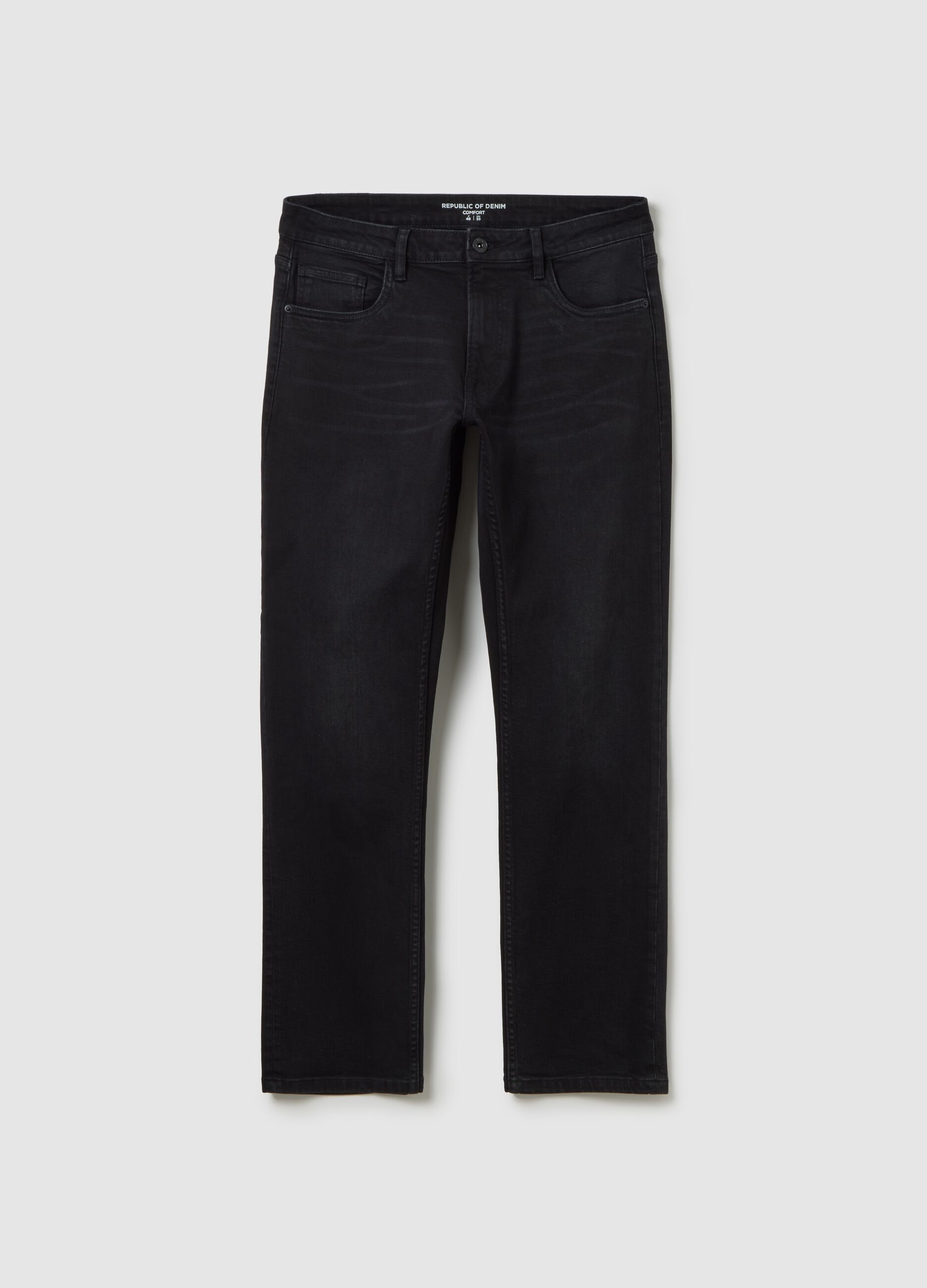 Jeans da uomo in cotone elasticizzato nero comfort