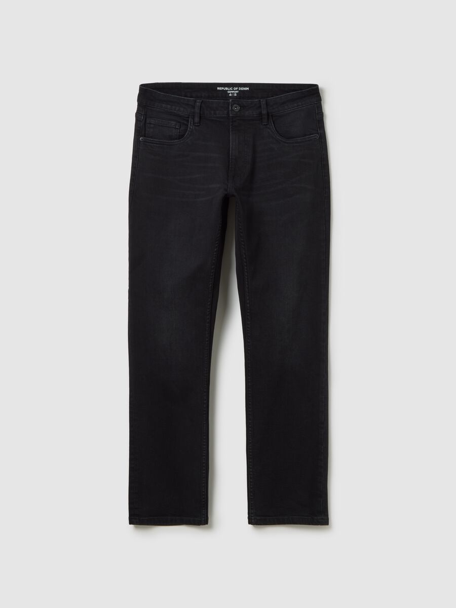 Jeans da uomo in cotone elasticizzato nero comfort_4