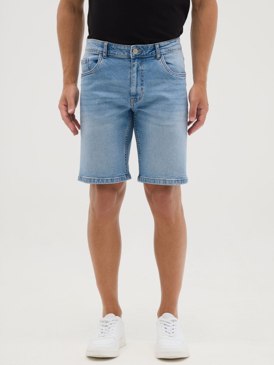 Men's Slim Fit Azure Denim Shorts_1
