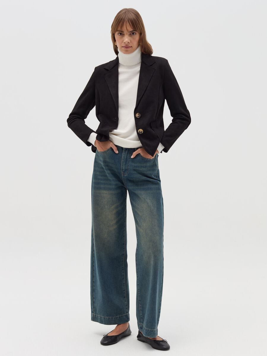 Suede single-breasted blazer_1
