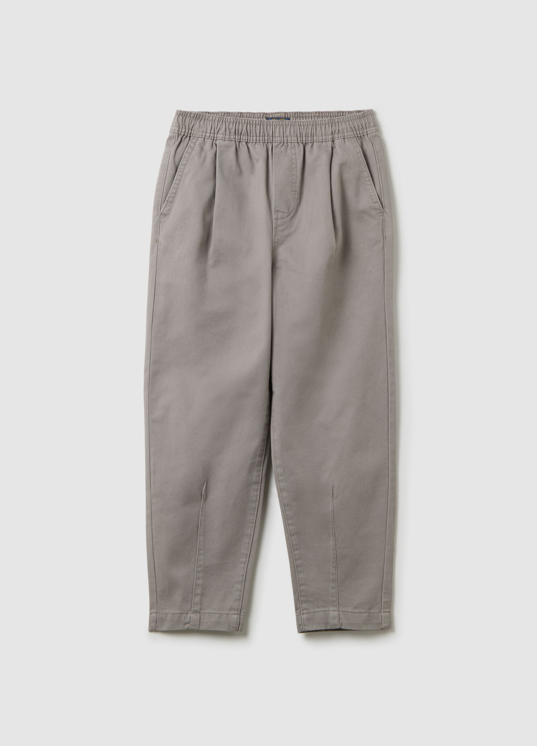 Boys' grey pure cotton trousers regular fit