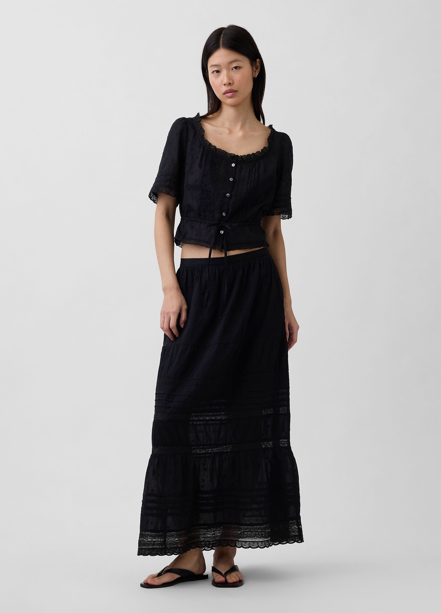 Pure cotton blouse with lace
