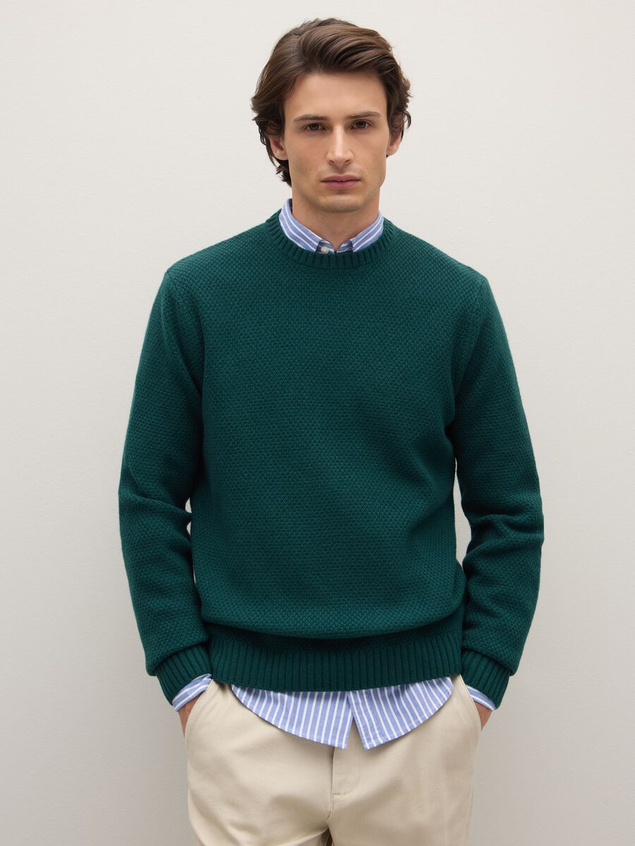 Green Pure Wool Regular Fit Jumper_0