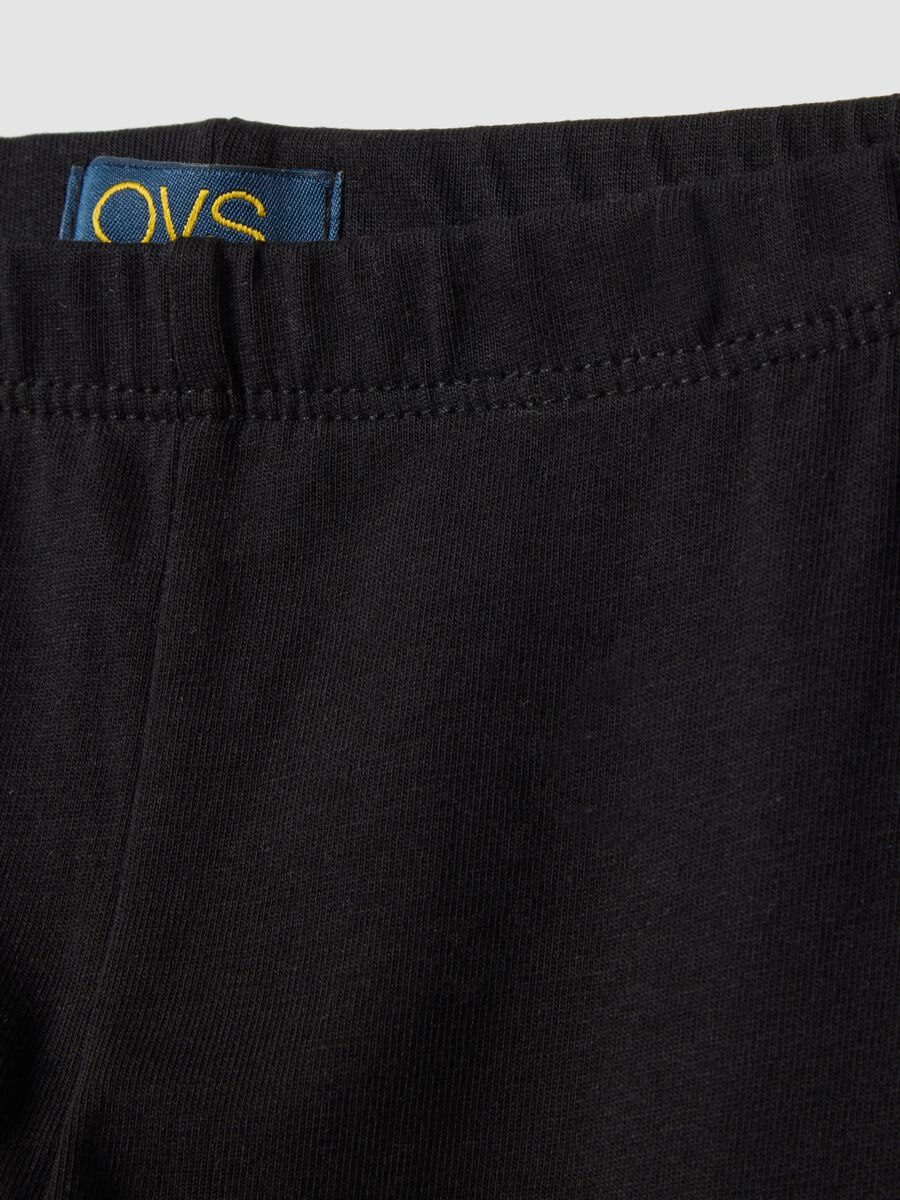 Black Stretch Cotton Slim Fit Leggings for Girls_2