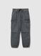 Boys' Grey Denim Cargo Joggers in Pure Cotton Relaxed Fit_0