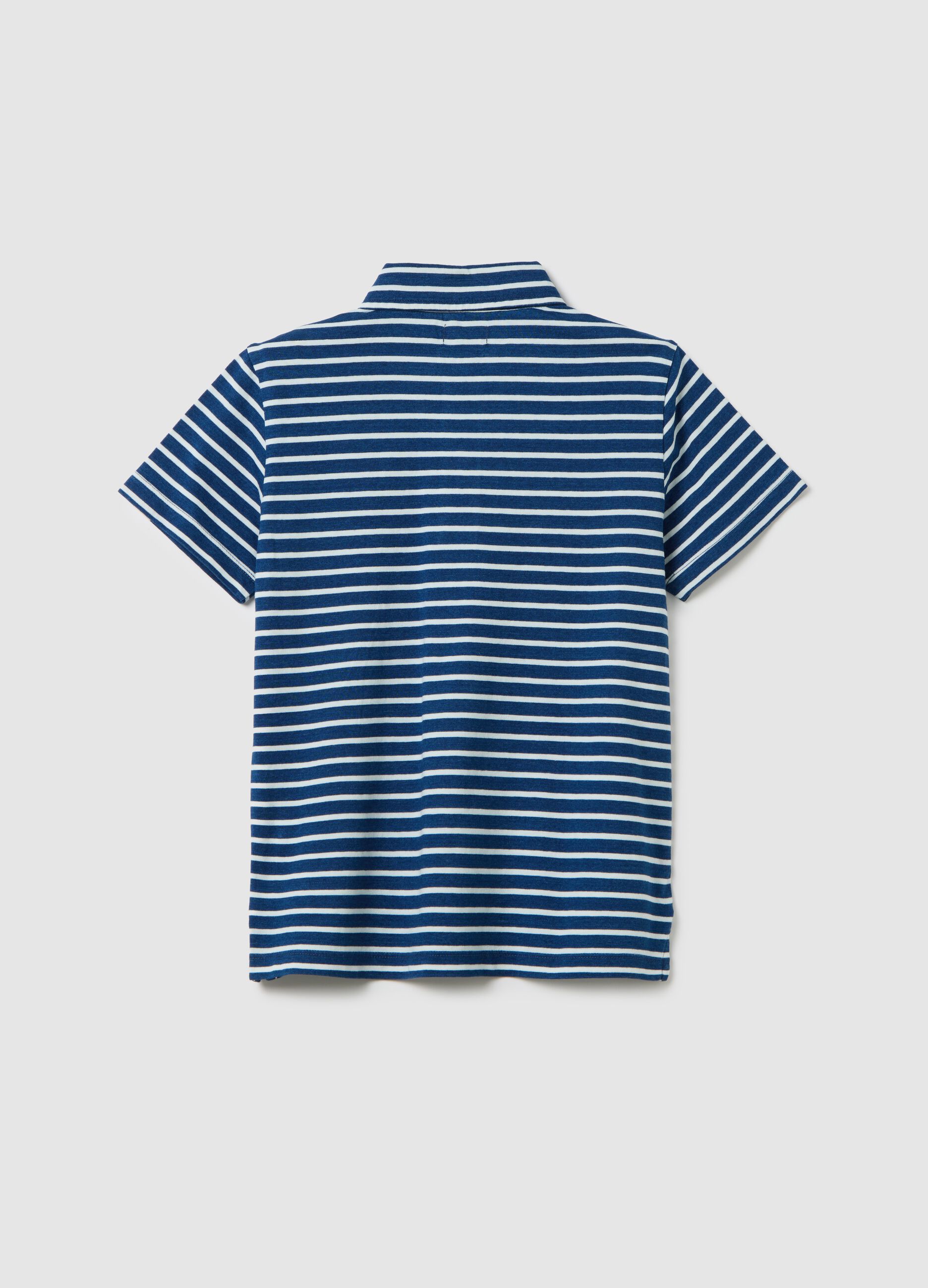 Polo a righe da bambino in puro cotone multicolor regular fit