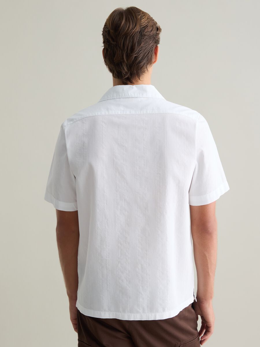 Men's White Pure Cotton Regular Fit Shirt with Pocket_3