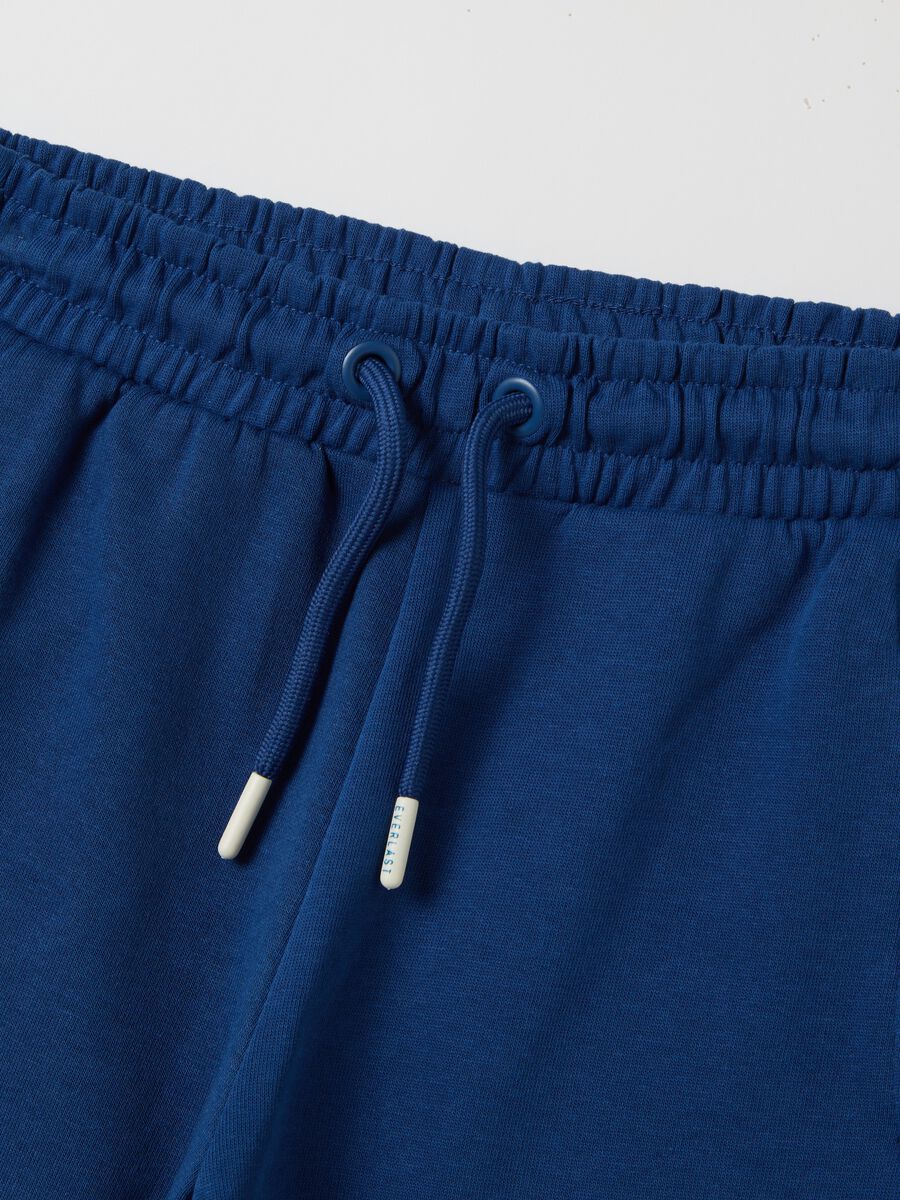 Blue Bermuda joggers with logo print and drawstring_3