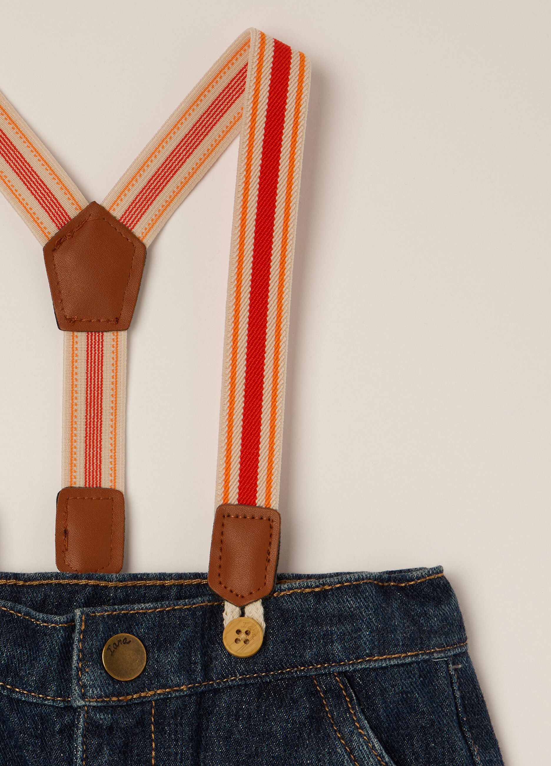 Denim trousers for baby with braces