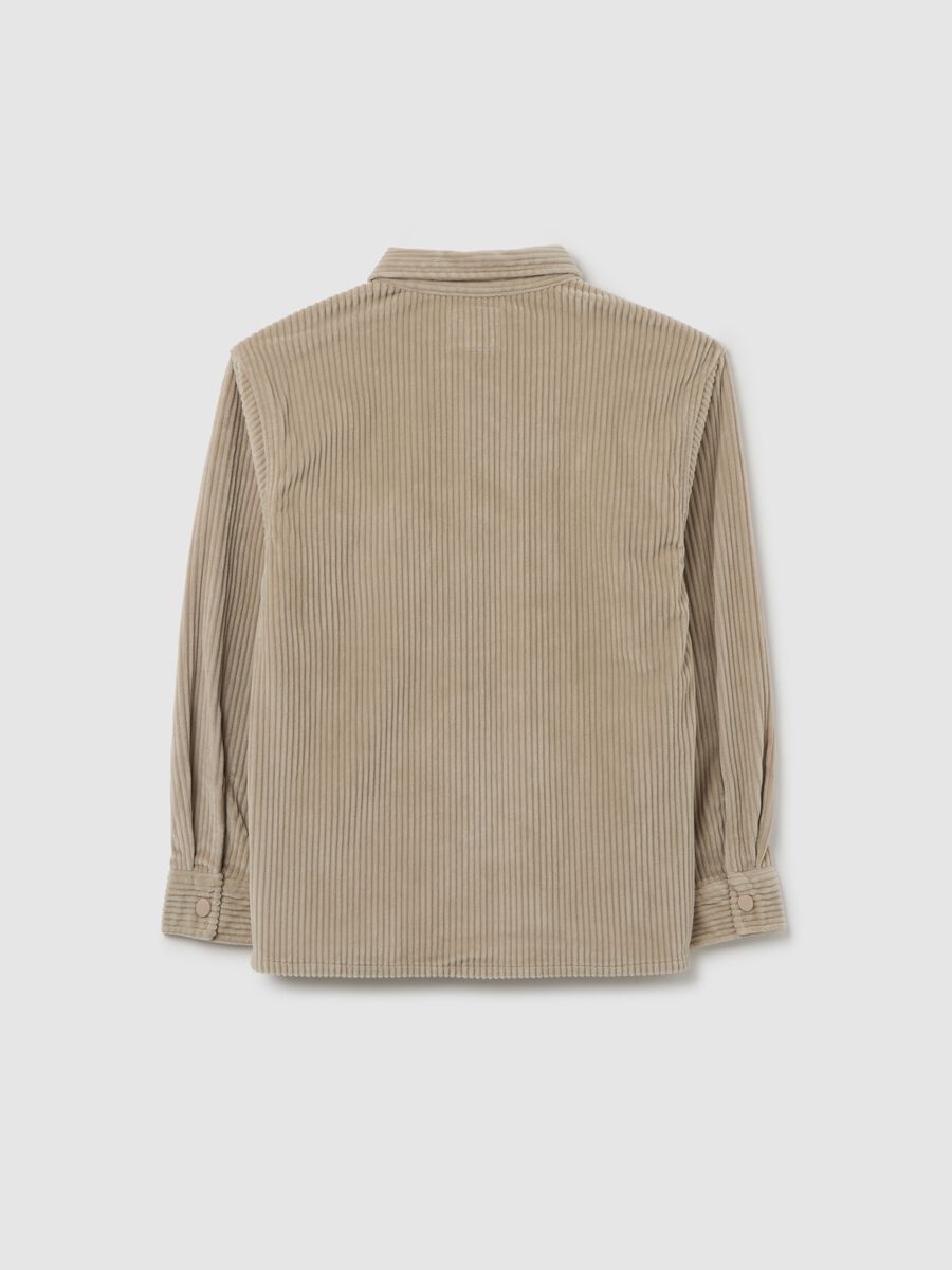 Camicia da ragazzo beige in velluto a coste_1