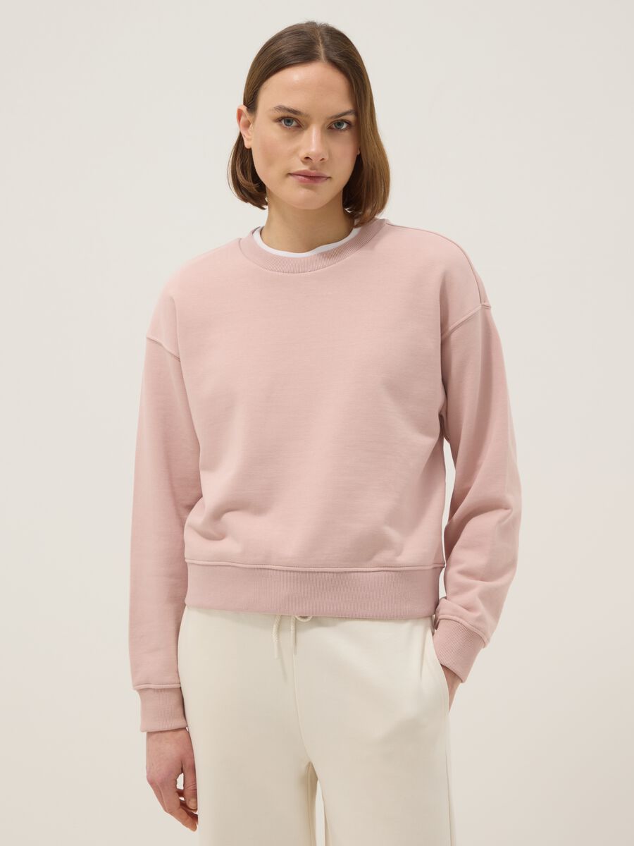 Pink cotton-blend sweatshirt in regular fit with round neck_0