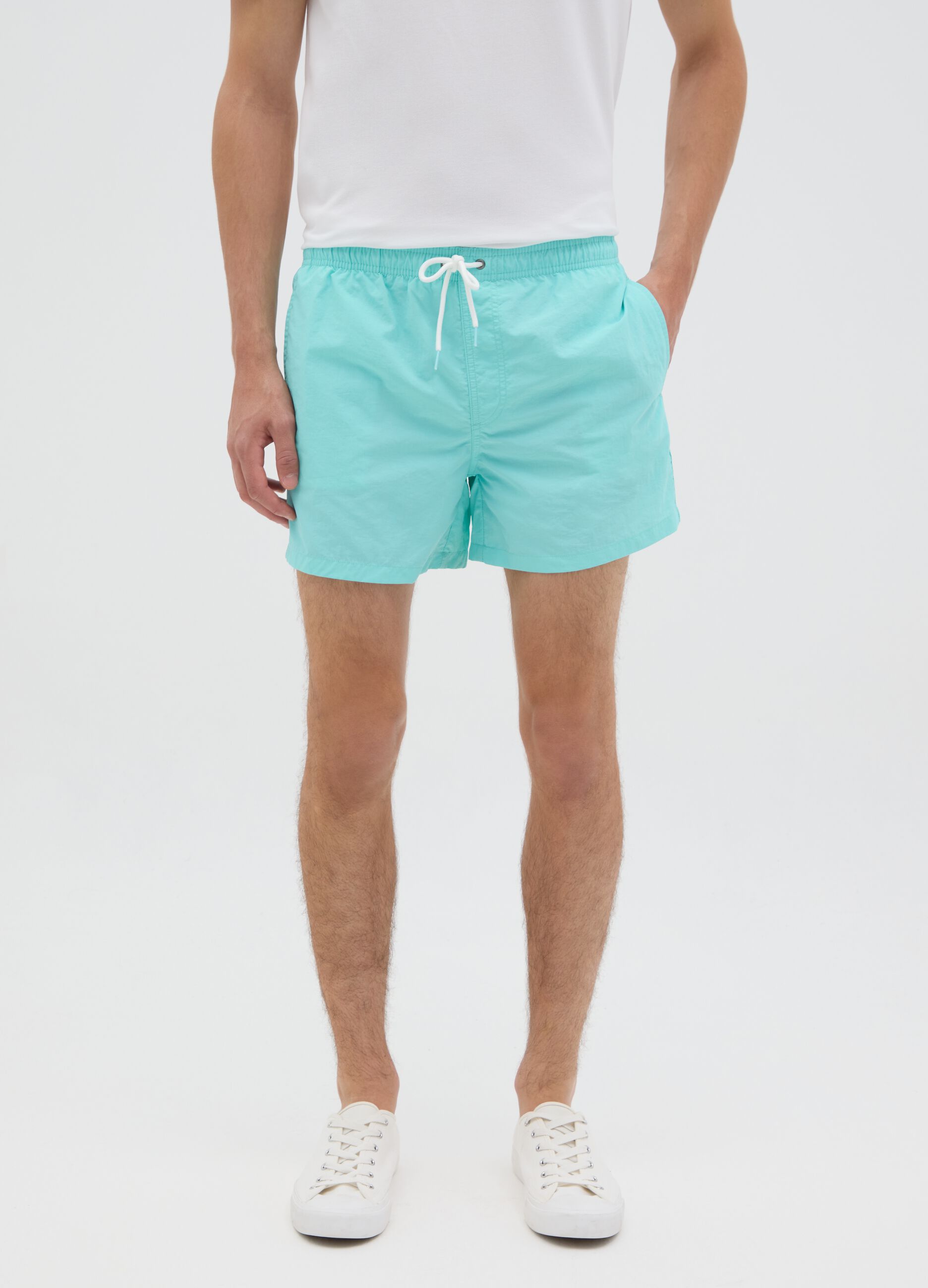 Pantaloncini da uomo in misto azzurro regular fit