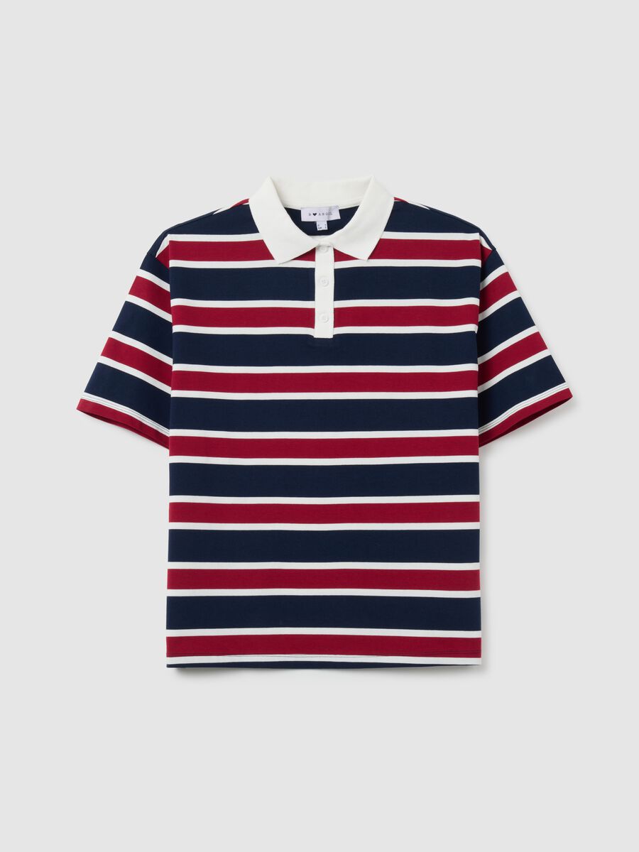 Polo in puro cotone multicolor over fit a righe_4
