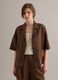 Brown Lyocell and Linen Blend Regular Fit Blazer_0