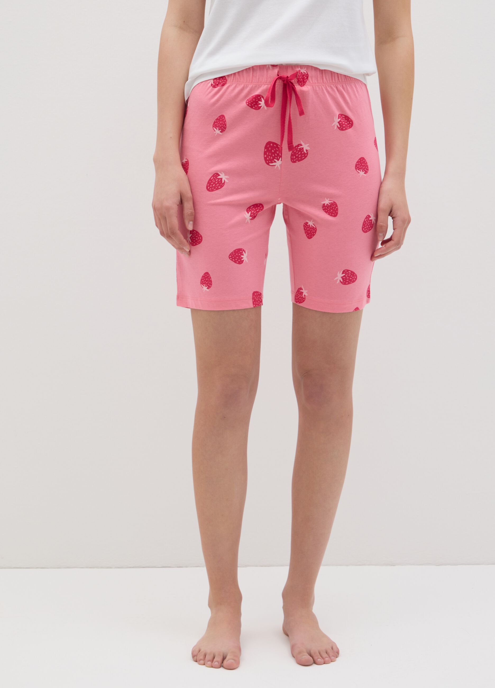 Pantaloncini da donna in puro cotone rosa regular fit