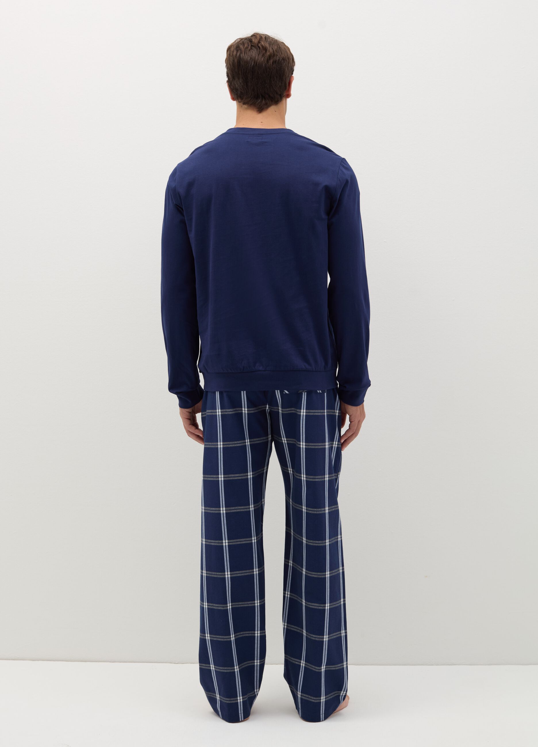 Long pyjamas with granddad neckline