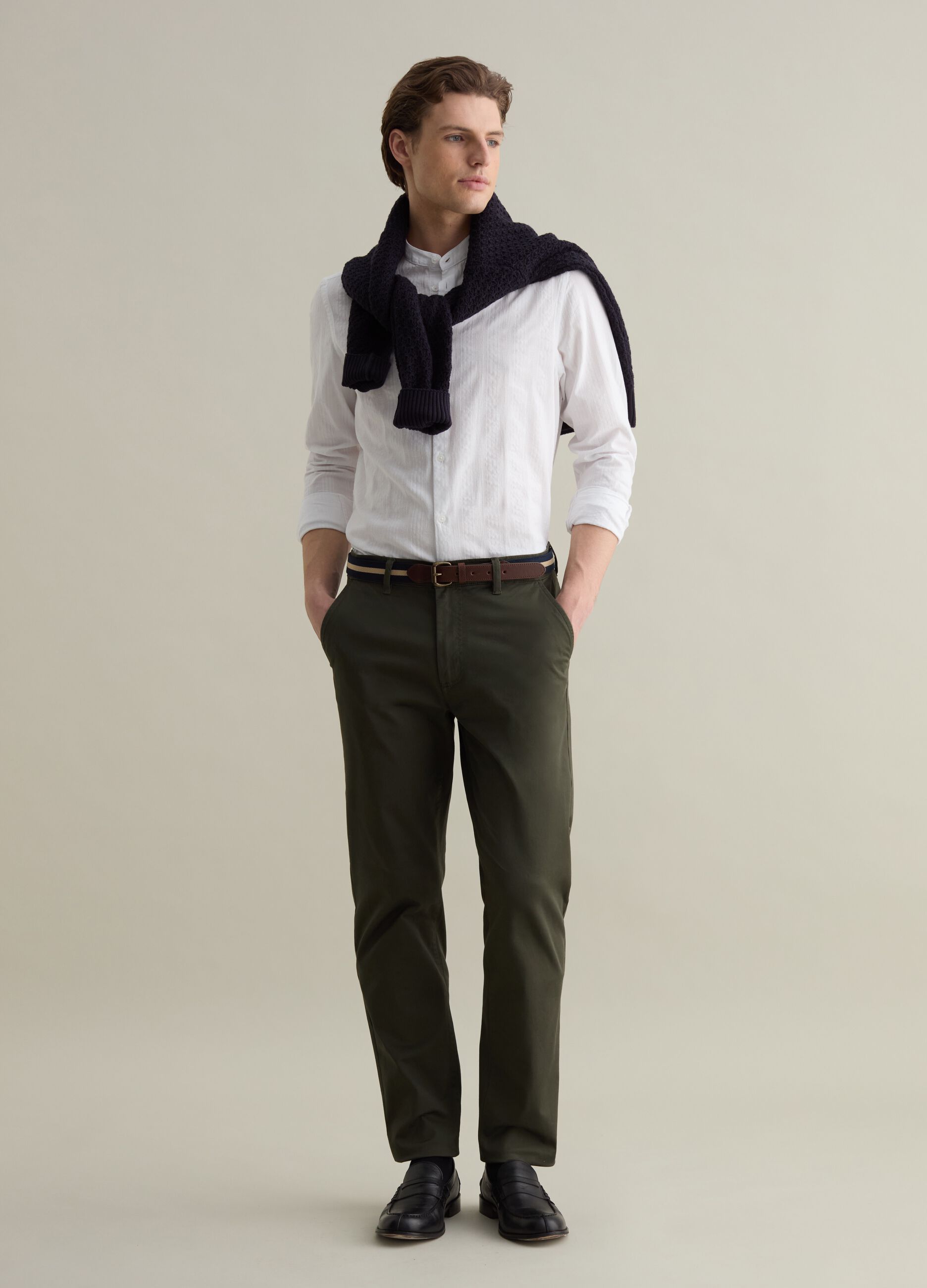 Belt with striped fabric