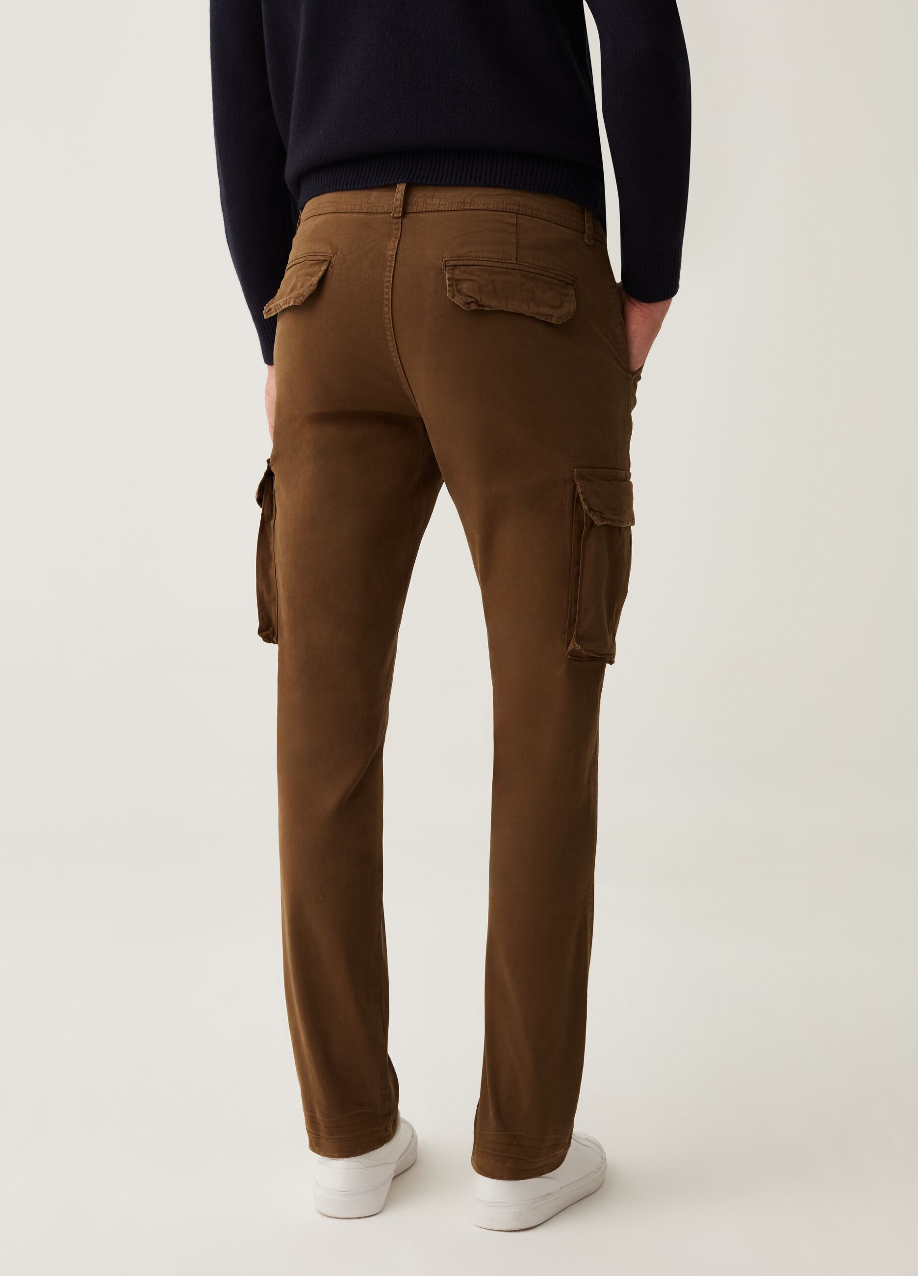 Pantalone cargo in twill di cotone stretch