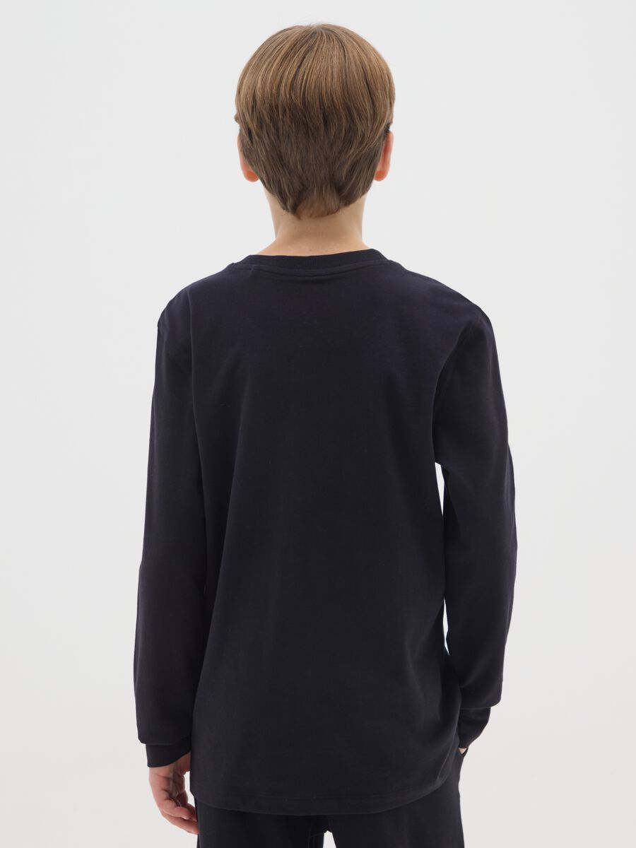T-shirt nera da ragazzo in puro cotone vestibilità oversize_1