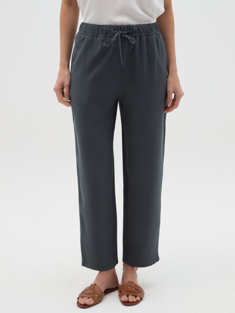 Viscose blend joggers with drawstring_1