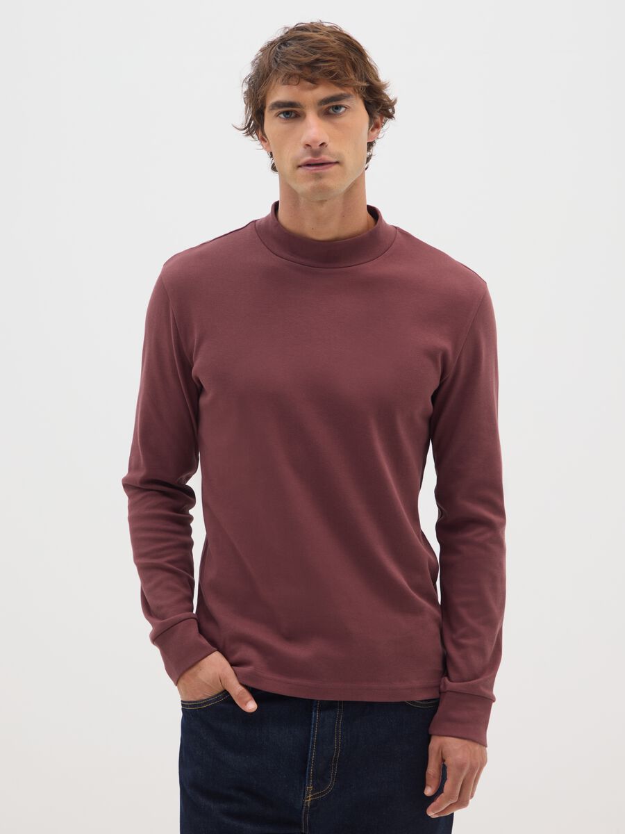 Brown pure cotton regular fit sweater_0