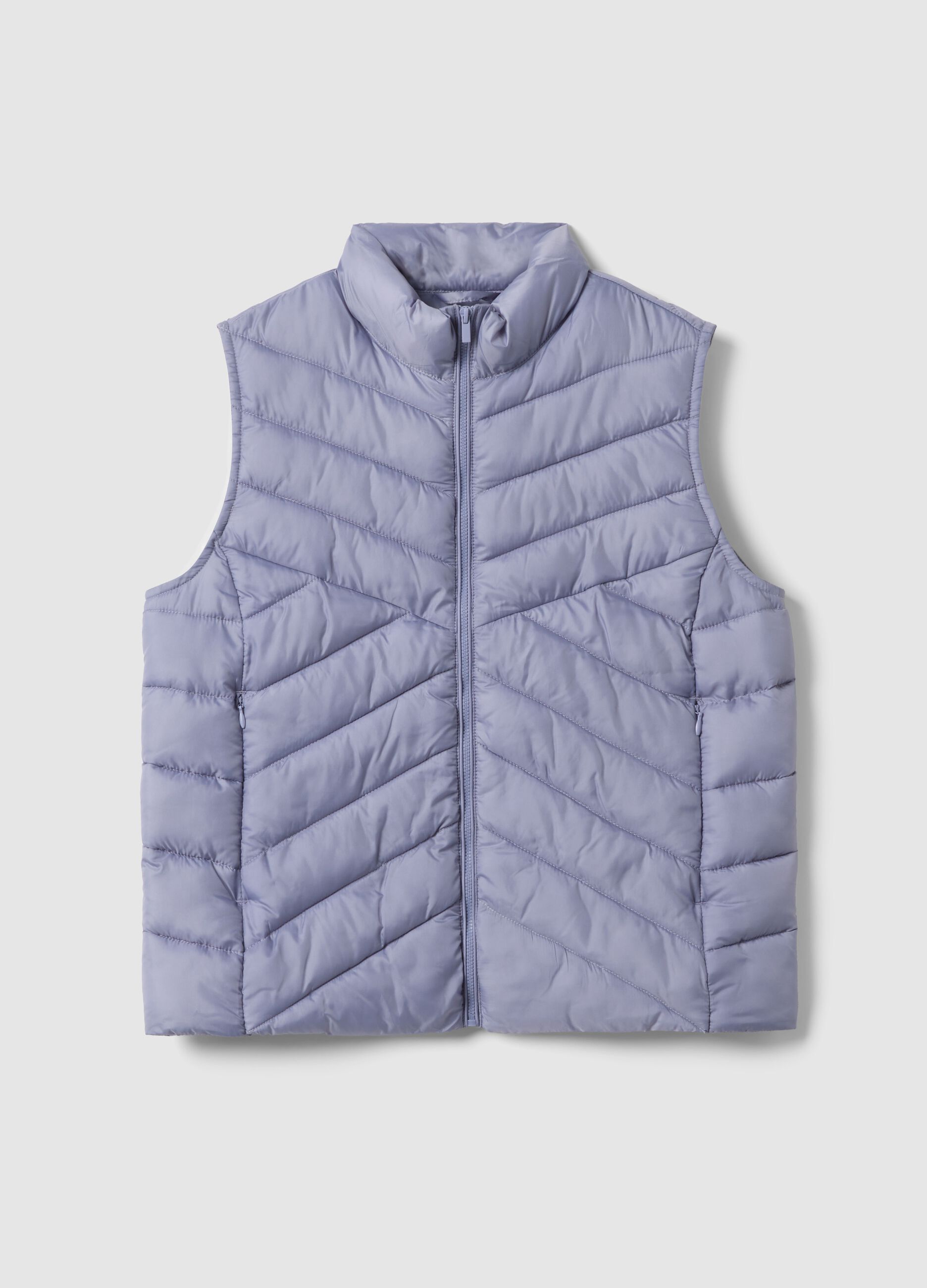 Regular fit padded purple gilet with zip