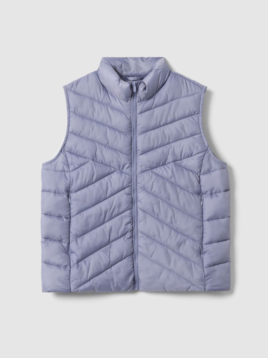 Regular fit padded purple gilet with zip_0