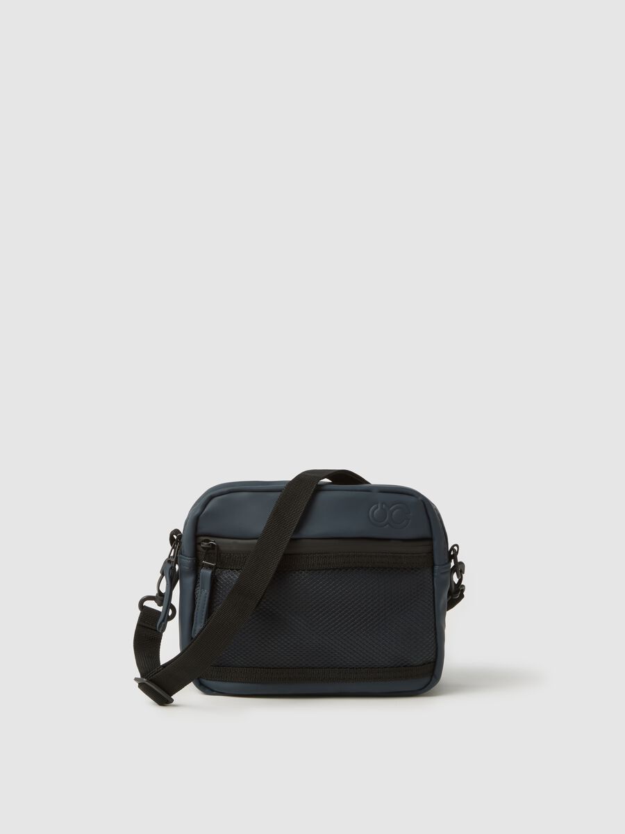 Borsa a tracolla blu con tasca a rete_0