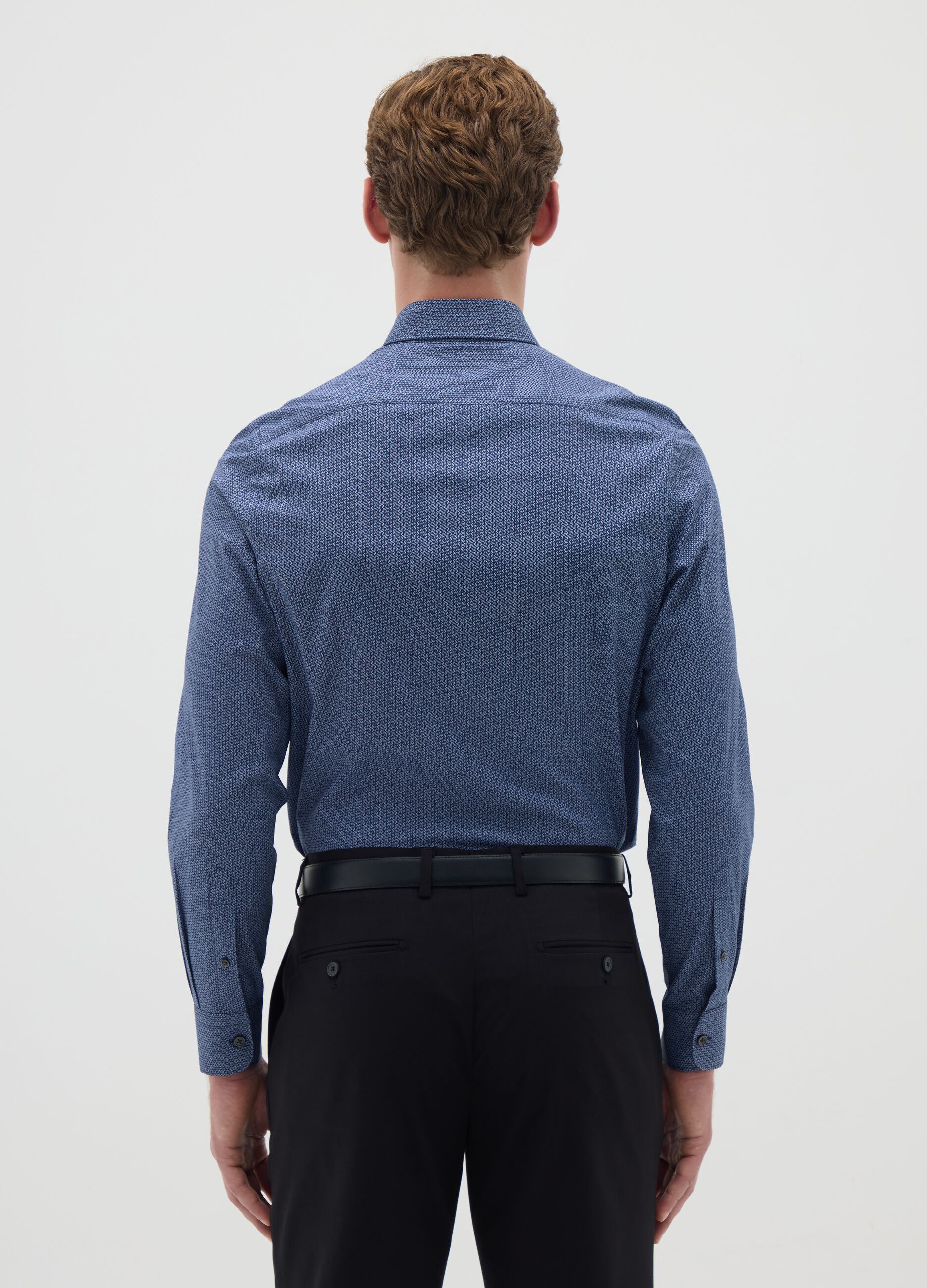 Camicia da uomo in cotone blu slim fit