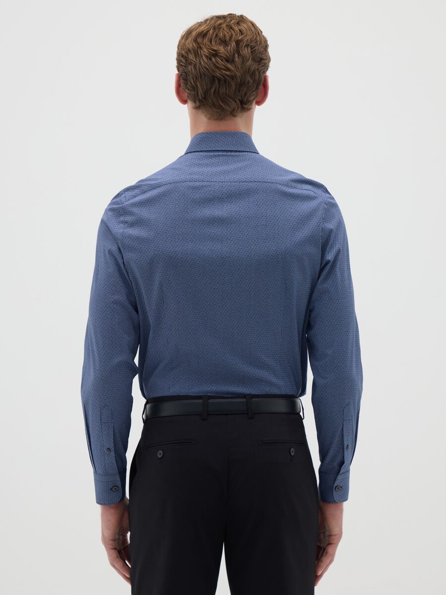 Men's Blue Slim Fit Cotton Shirt_3