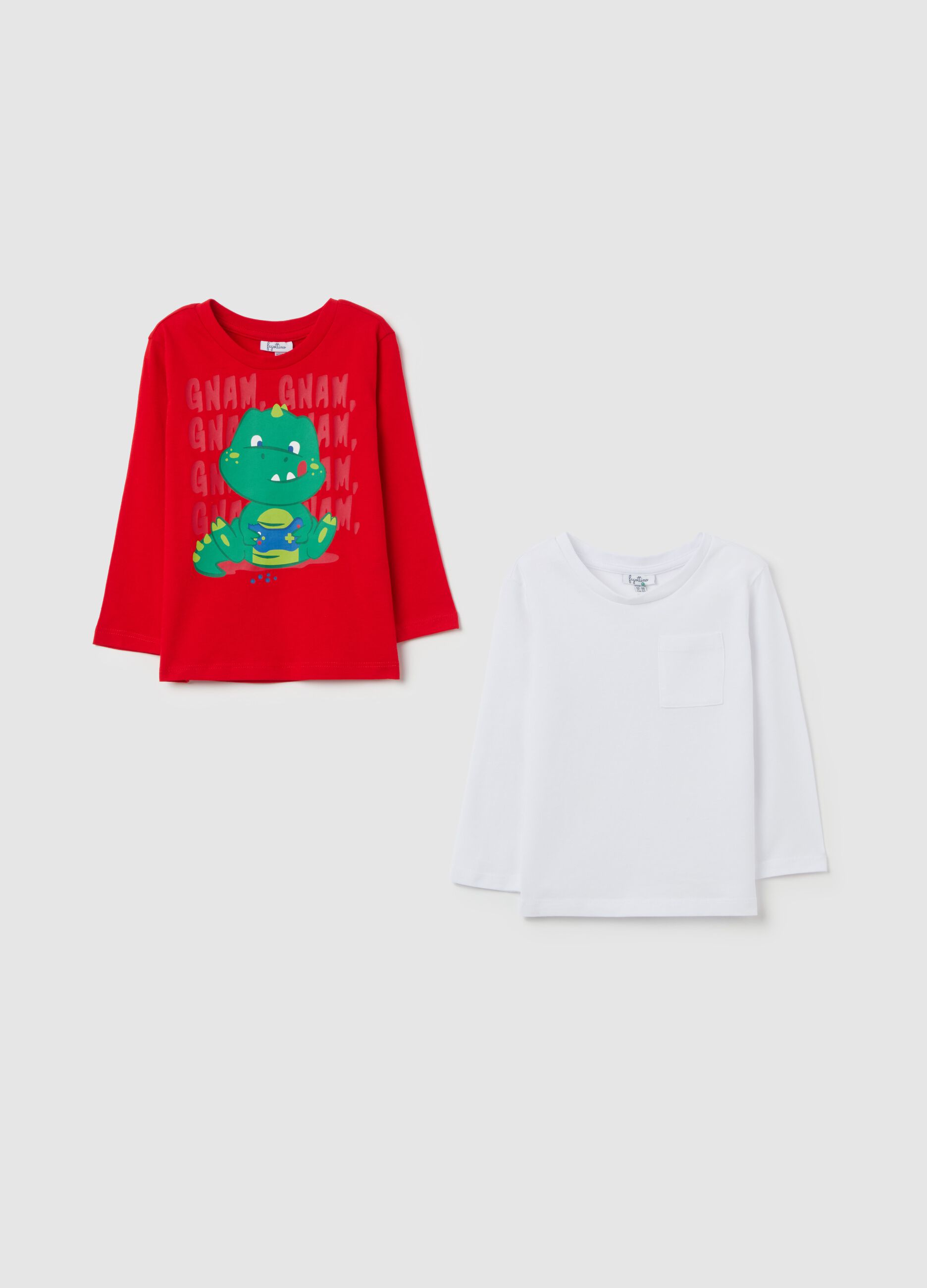 Two-pack long-sleeved T-shirt in cotton