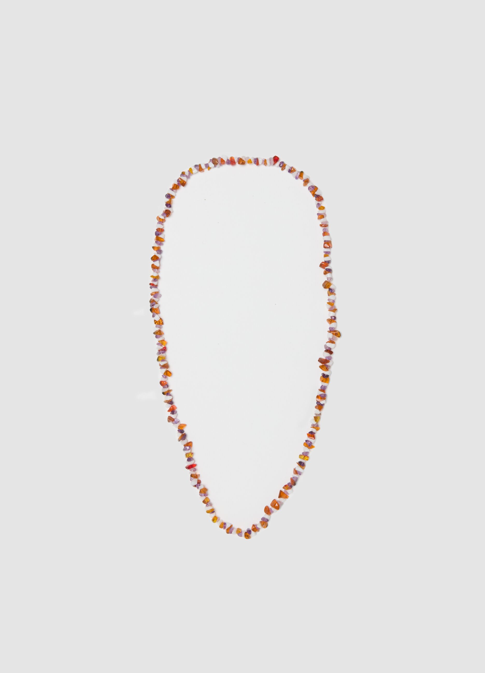 Adjustable multicolour glass bead and stone necklace